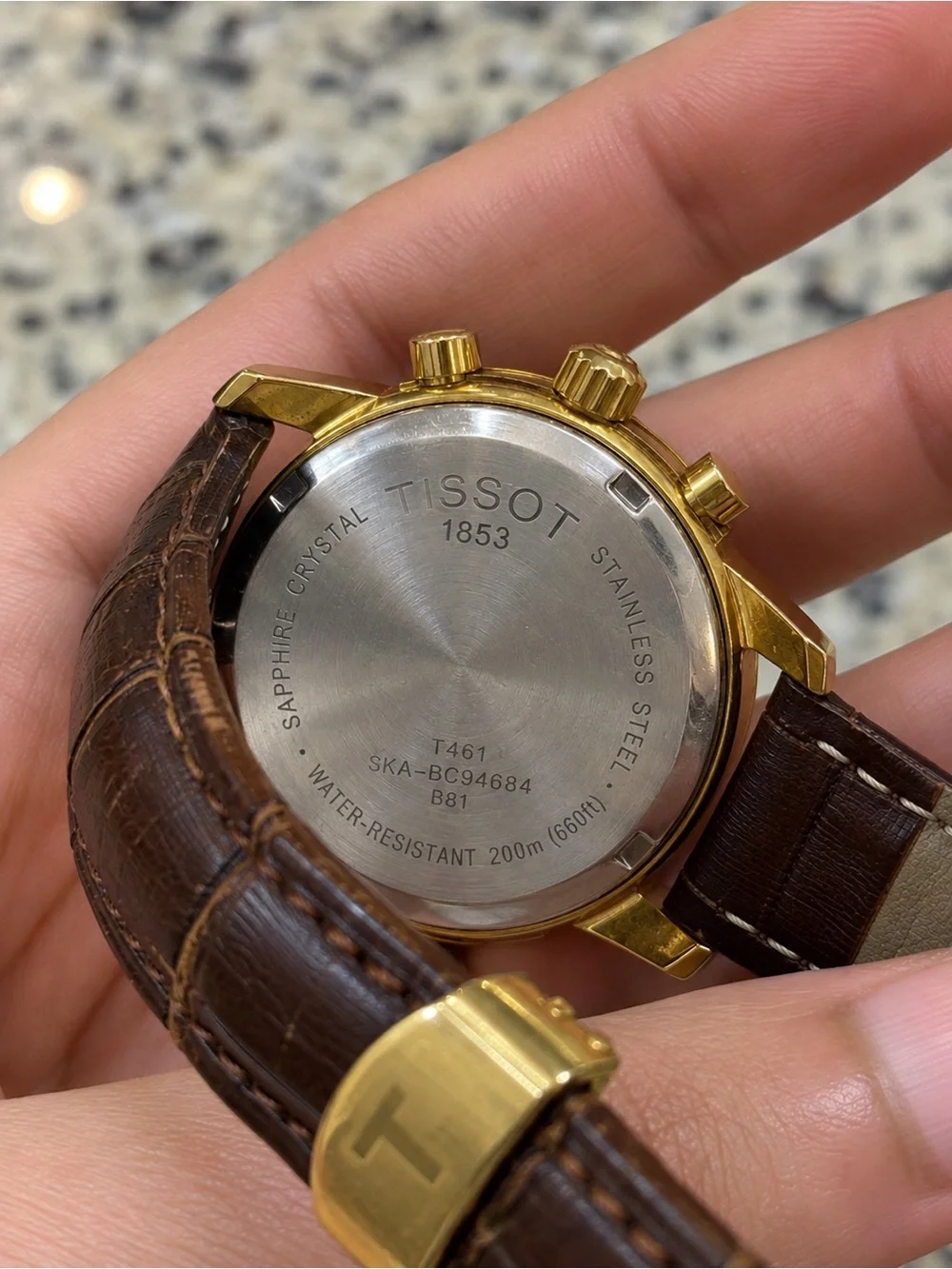 Tissot PRC 200 Chronograph Gold Tone Leather Watch